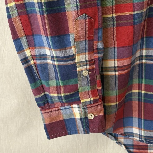 Ralph Lauren Shirt Madras Plaid Button Down Flesh-Color Pony Red Multi Men's L - Picture 4 of 8